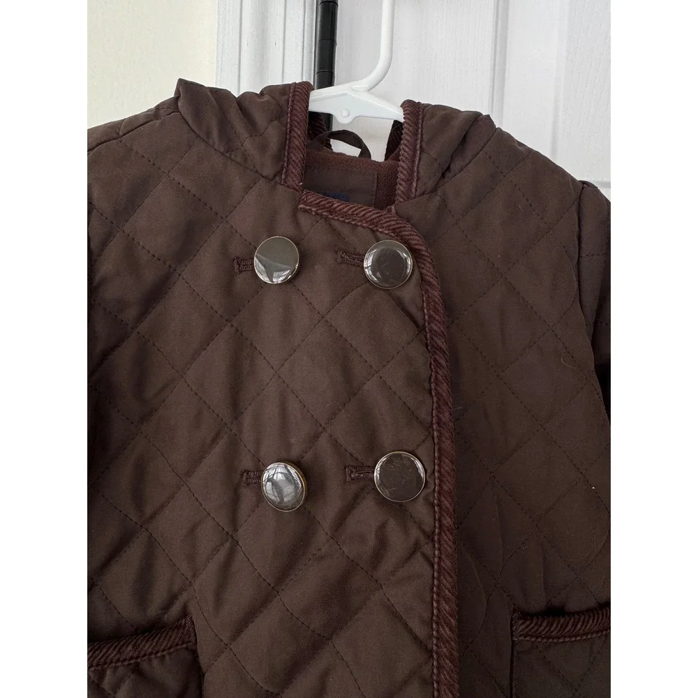 babyGap Toddler Quilted Hooded Jacket Brown Fleece Lined Barn Coat‎ 4 Years